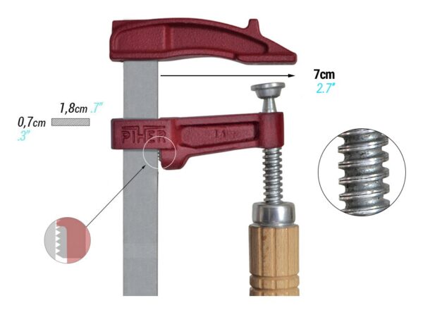 Tornillo apriete mango madera